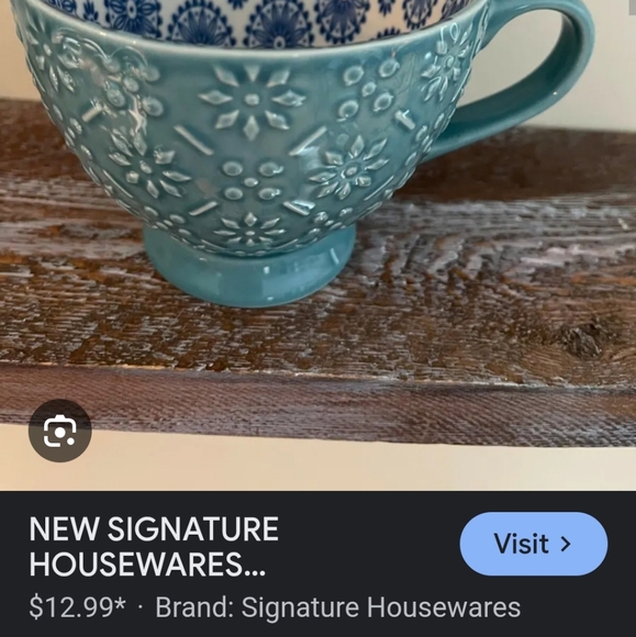 Gently used signature housewares footed coffee cup beautiful detail - Picture 8 of 9